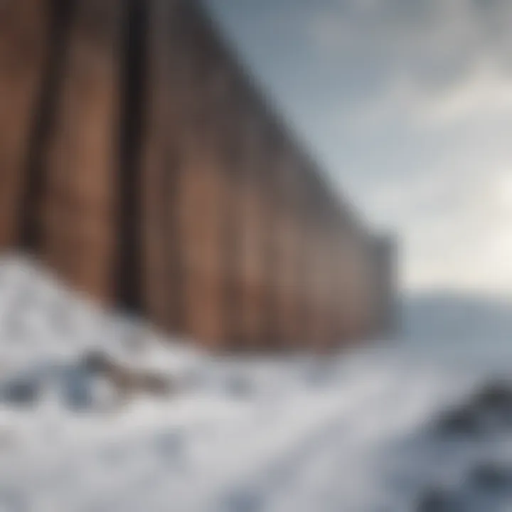 The Wall towering over a snow-covered landscape