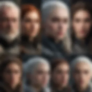 The Complex Characters of the Narrative A collage of significant characters from 'A Song of Ice and Fire' demonstrating the series' complexity