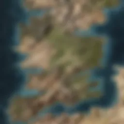 A detailed map of Westeros highlighting key locations in A Storm of Swords
