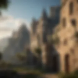 Castle panorama with ancient architecture