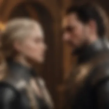 Character Dynamics: A Web of Alliances and Betrayals An intense moment between characters, showcasing their complex relationships.