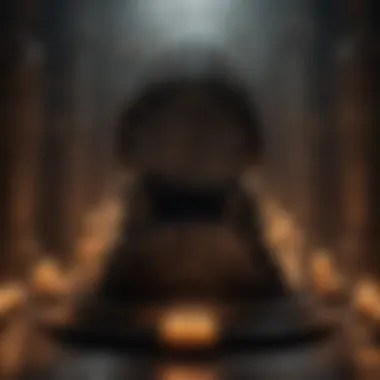 The Iron Throne: A Symbol of Power The Iron Throne surrounded by flickering candles, symbolizing power and ambition.