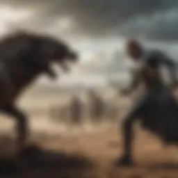 A dramatic scene showcasing the epic battles of Game of Thrones