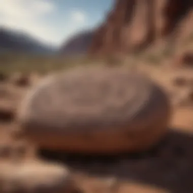 Ancient petroglyphs etched into the rocks near the Red Mountain