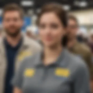 Group of Best Buy employees wearing name tags in a retail environment