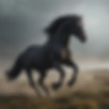 The Majestic Presence of Black Horses A black stallion galloping through the misty plains