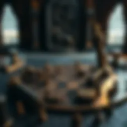 A strategic board layout showcasing intricate game mechanics