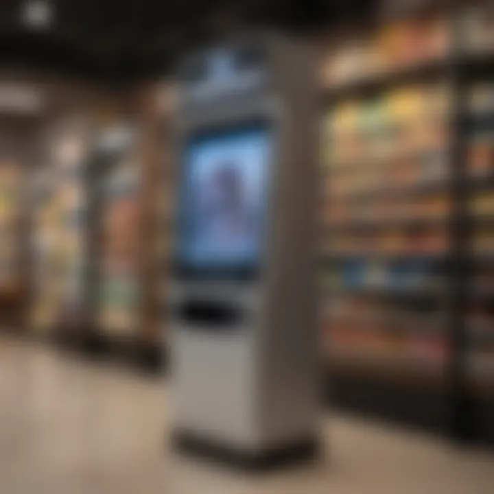 Representation of coin exchange kiosk inside a grocery store