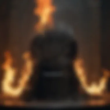 The Iron Throne surrounded by flames