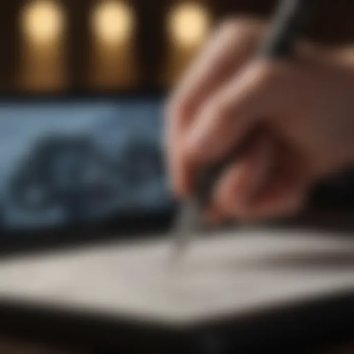 Illustration of a pen crafting content on a digital screen