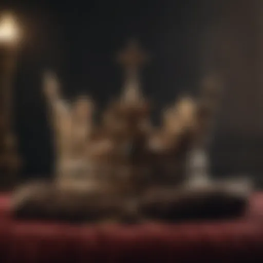 A regal crown resting on a velvet cushion, symbolizing the weight of kingship