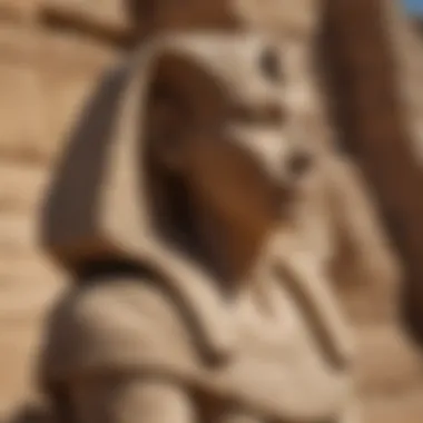 Detailed close-up of Sphinx's weathered limestone features