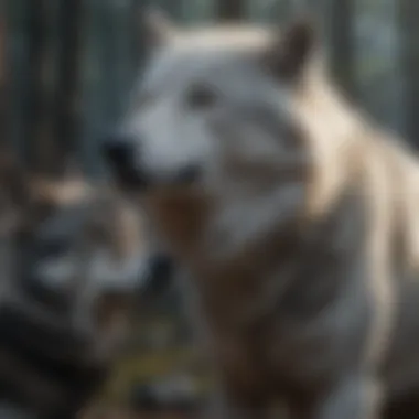 Bond of Loyalty Artistic representation of a direwolf and its Stark companion