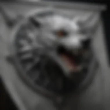 The Majestic Direwolf: House Stark's Emblem Symbolic Direwolf Flag of House Stark