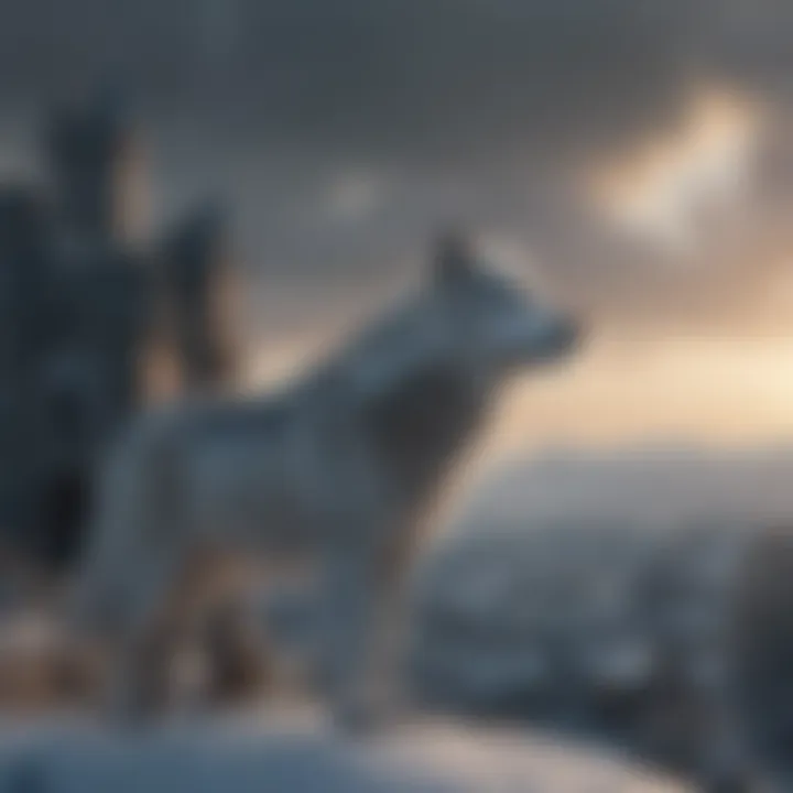 Majestic Direwolf overlooking Winterfell