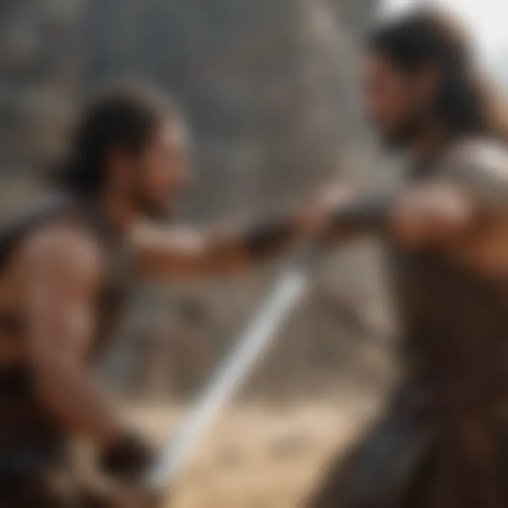 Dothraki warrior engaging in traditional combat with arakh sword