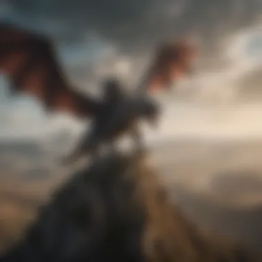 Aerial Majesty of the Thrones Dragon Rider Soaring Above Vast Landscapes