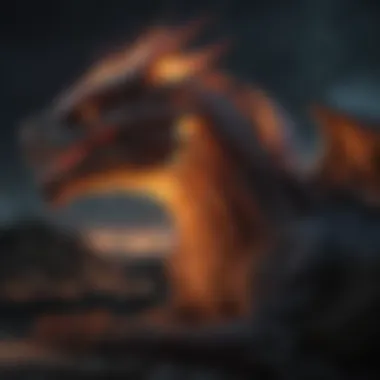 Ethereal Night's Blaze Dragon's Fiery Breath Illuminating Night Sky