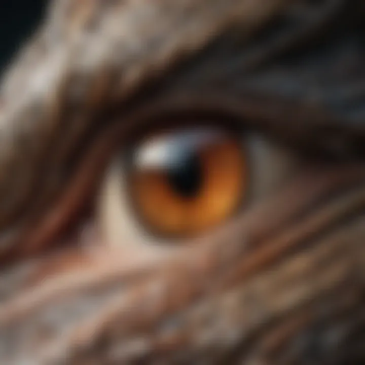 A close-up of a dragon's eye, revealing its intelligence and ferocity.