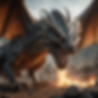 A powerful scene showing a dragon in battle, highlighting its influence on the power dynamics.