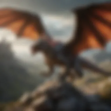 A majestic dragon soaring over the landscapes of Westeros, symbolizing power and freedom.