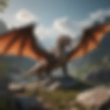 A majestic dragon soaring through a fantasy landscape