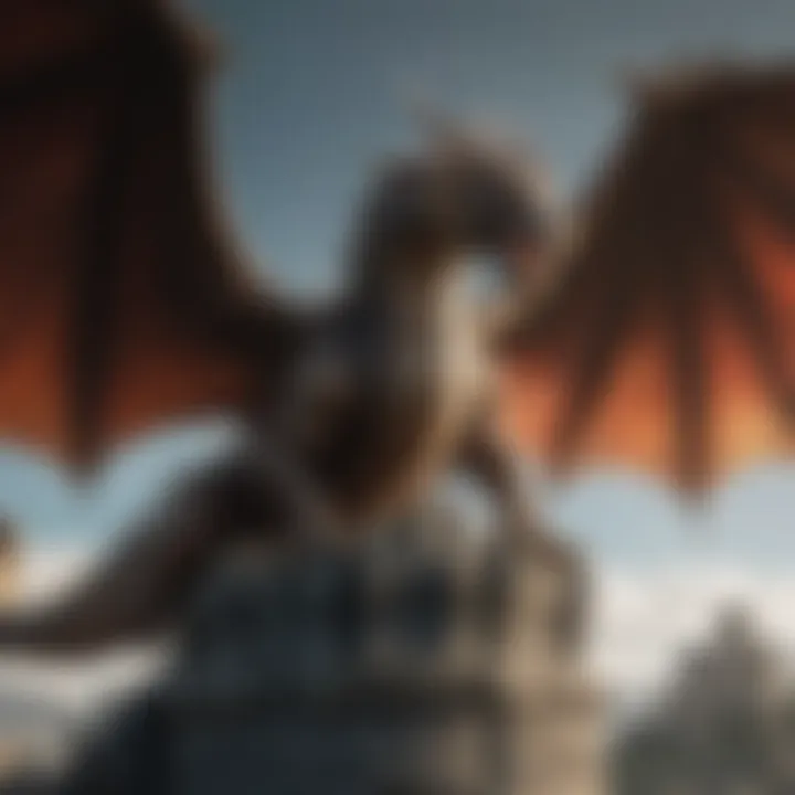 Enigmatic and alluring dragon flying over the iconic Iron Throne