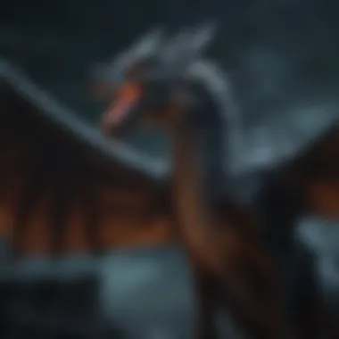 Mystical Encounter: Dragon Soaring in Night Sky Enigmatic Dragon in the Night Sky