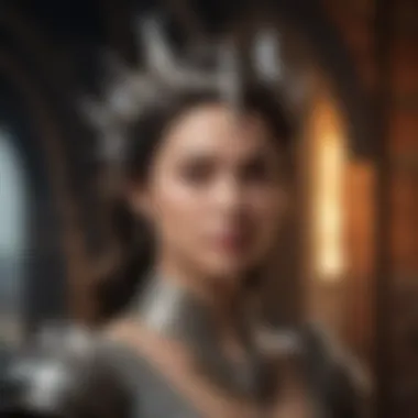 Majestic Gaze of the Dragon Queen Enigmatic Dragon Queen overlooking her kingdom