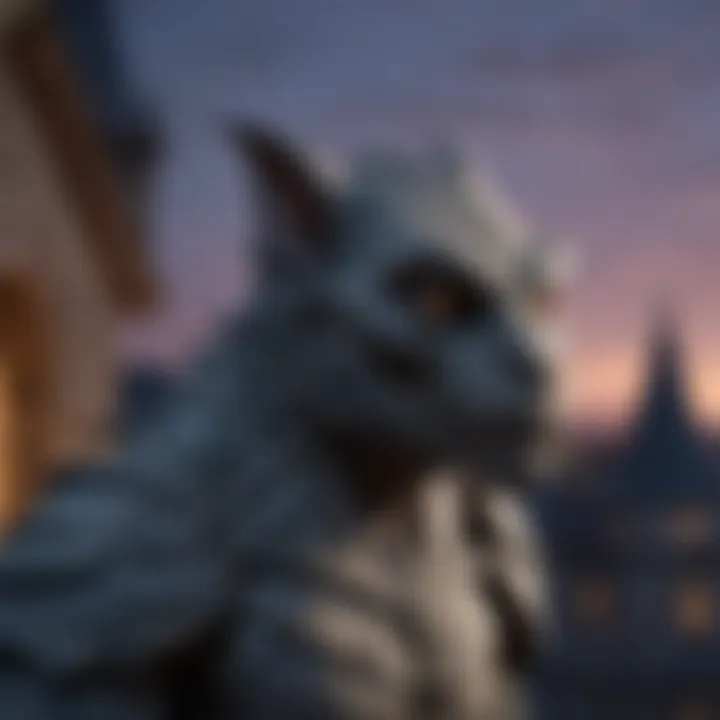 Enigmatic Gargoyle in twilight