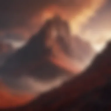 Mystical Aura of the Red Mountain Ethereal mist swirling around the Red Mountain