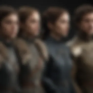 Illustration showcasing the evolution of key characters in Game of Thrones