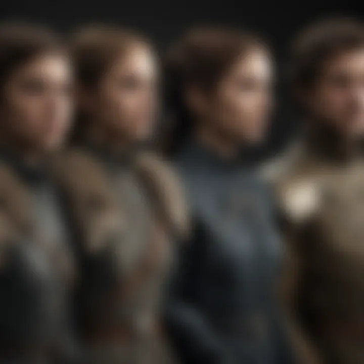 Illustration showcasing the evolution of key characters in Game of Thrones