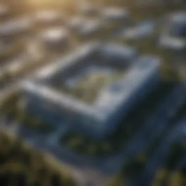 Architectural Marvel: Dell Headquarters Aerial view of Dell headquarters showcasing modern architecture