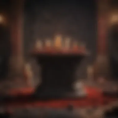 The Altar of Blood Magic A mystical altar adorned with ritualistic symbols and blood offerings.