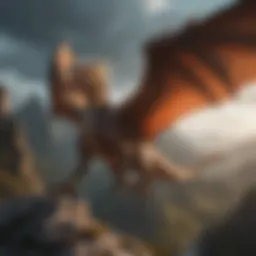 A majestic dragon soaring above a fantasy landscape
