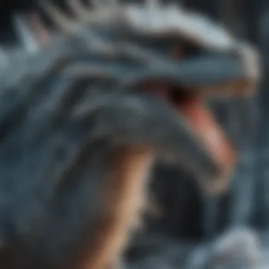 The Distinctive Scales of Ice and Fire Dragons A detailed illustration of the intricate scales of ice and fire dragons, showcasing their unique textures and nuances.