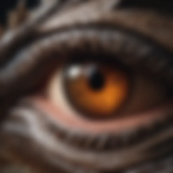 A close-up of a dragon's eye, reflecting ambition and the complexities of character motivations.