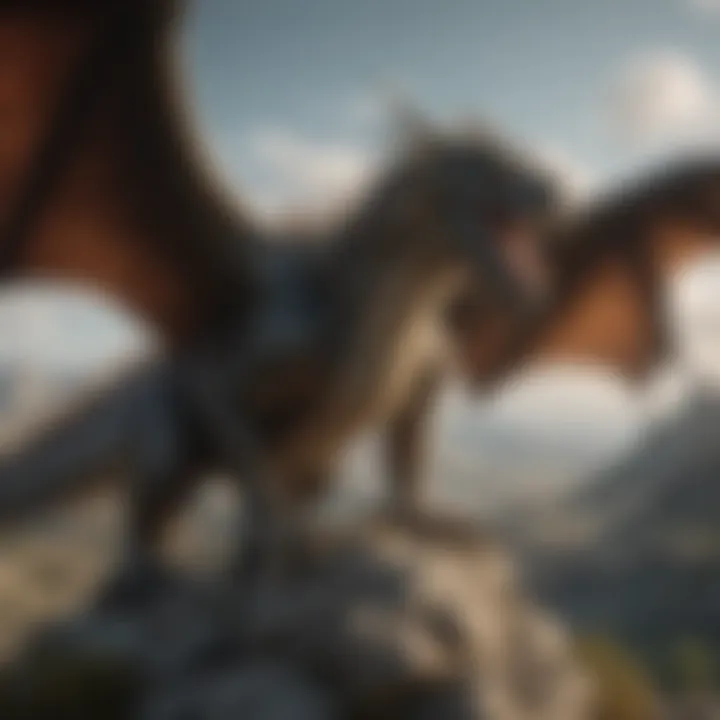 A majestic dragon soaring above the Westerosi landscape, symbolizing power and dominance.