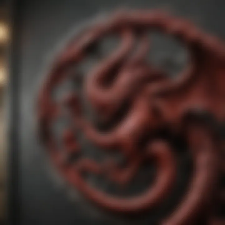 The banner of House Targaryen displaying a three-headed dragon