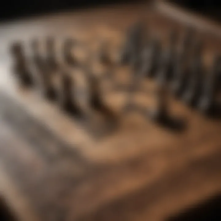 A detailed view of the chessboard featuring sigils and motifs from the Game of Thrones series