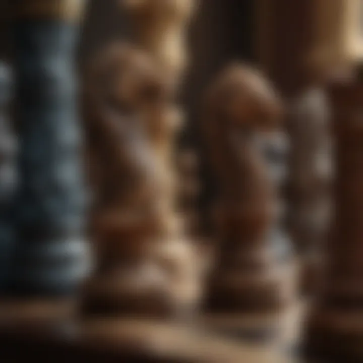 Close-up of the intricately designed Game of Thrones chess pieces showcasing their unique characteristics