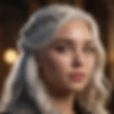 A vibrant depiction of Daenerys Targaryen's silver hair showcasing Targaryen heritage.