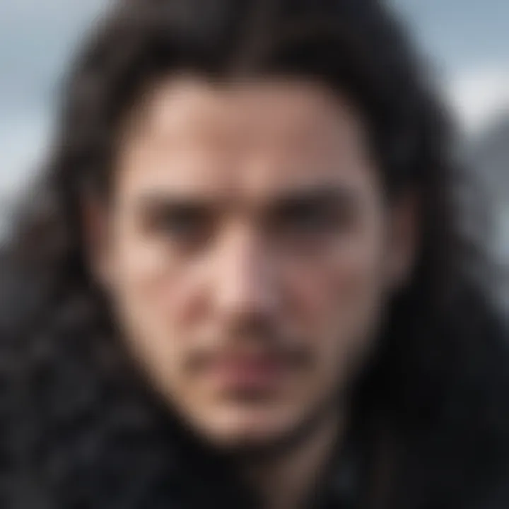 A portrayal of Jon Snow's dark, tousled hair reflecting his Stark lineage.