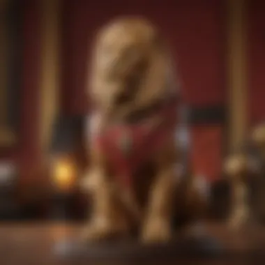 House Lannister: The Power of Wealth The golden lion of House Lannister against a crimson background
