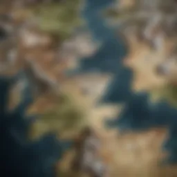A detailed map showcasing the regions of Westeros