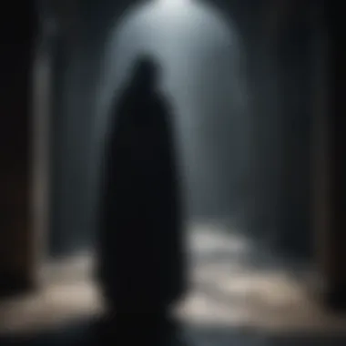 Illustration of a mysterious figure cloaked in shadows