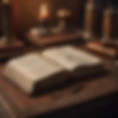The Secrets of Ancient Tomes A close-up of an ancient tome surrounded by mystical artifacts