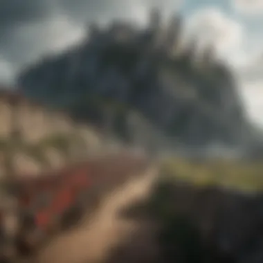 Medieval Landscape of Power A sprawling medieval landscape with castles and battle flags