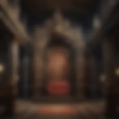 The Throne Room of Intrigue An intricate throne room filled with opulence and intrigue
